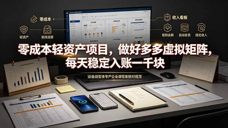 零成本轻资产项目，做好多多虚拟矩阵，每天稳定入账一千块-优优云网创