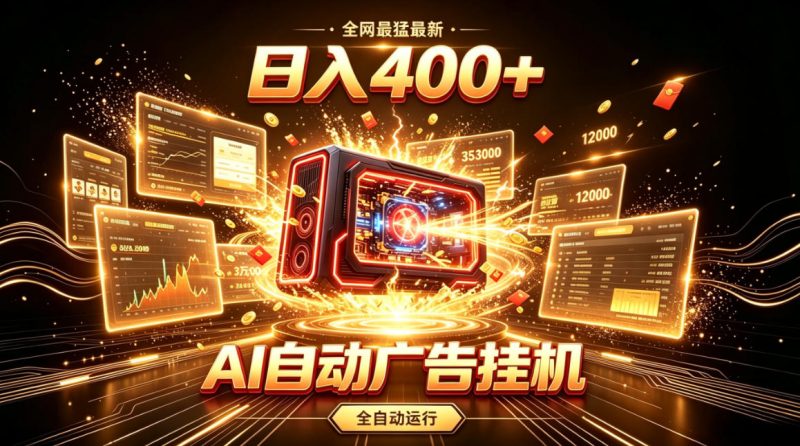 全网最猛最新的AI自动广告挂G，狠收益日入400+，真正做到躺賺式变现【揭秘】-优优云网创
