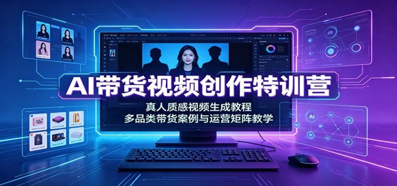 AI带货视频创作特训营:真人质感视频生成教程,多品类带货案例与运营矩阵教学-优优云网创
