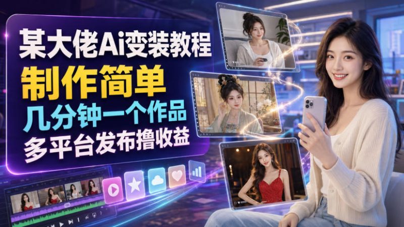 某大佬Ai变装教程，制作简单，几分钟一个作品，多平台发布撸收益-优优云网创