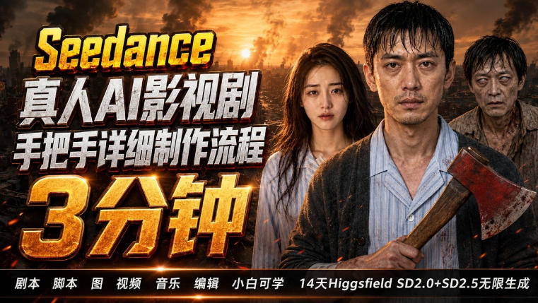 3分钟真人AI影视剧怎么做？SD 2.0手把手完整制作流程｜Higgsfield 14天SD 2.0/2.5无限生成-优优云网创