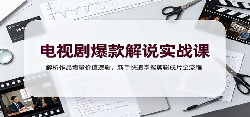 电视剧爆款解说实战课:解析作品增量价值逻辑,新手快速掌握剪辑成片全流程-优优云网创