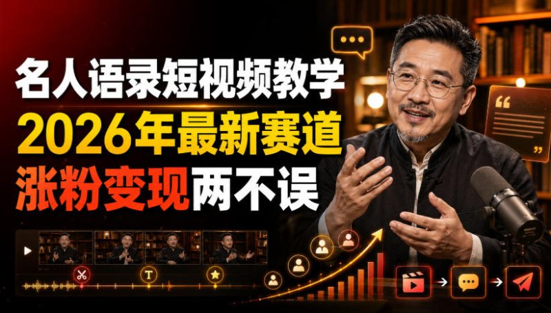 名人语录短视频教学，2026年最新赛道，涨粉变现两不误-优优云网创