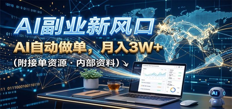 AI副业新风口,AI自动做单,月入3W+,附接单资源-优优云网创