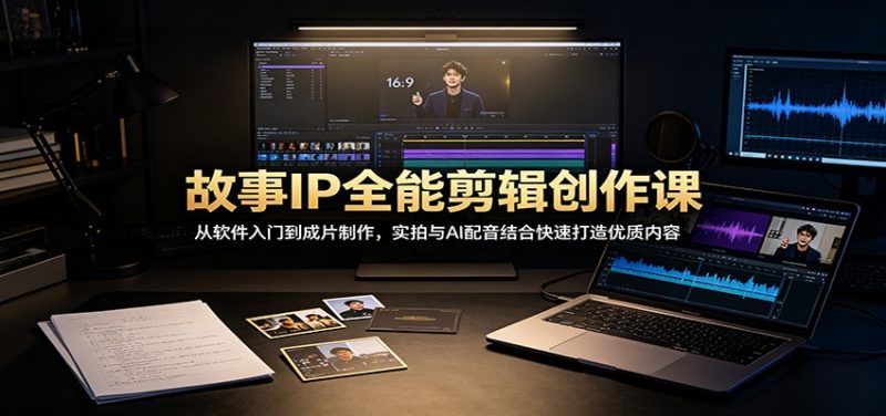 故事IP全能剪辑创作课:从软件入门到成片制作,实拍与AI配音结合快速打造优质内容-优优云网创