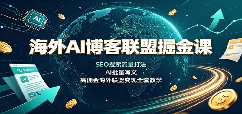 海外AI博客联盟掘金课：SEO搜索流量打法，AI批量写文，高佣金海外联盟变现全套教学-优优云网创