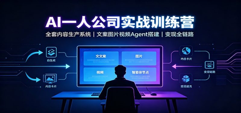 AI创作一人公司实战训练营:全套内容生产系统,文案图片视频Agent搭建变现全链路-优优云网创