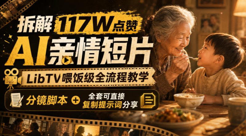 拆解117W点赞AI亲情短片,LibTV喂饭级全流程教学,分镜脚本+全套可直接复制提示词分享-优优云网创