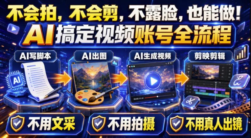 AI短视频起号实战项目，用AI做视频起号，45天涨粉12W，一条广告8.5k，广告接到手软，引流、变现两不误！-优优云网创