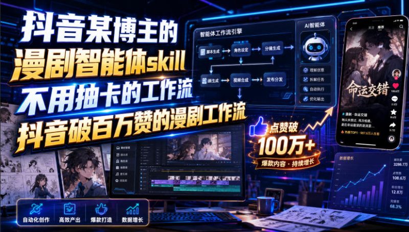 抖音某博主的漫剧智能体skill,不用抽卡的工作流,抖音破百万赞的漫剧工作流(更新)-优优云网创