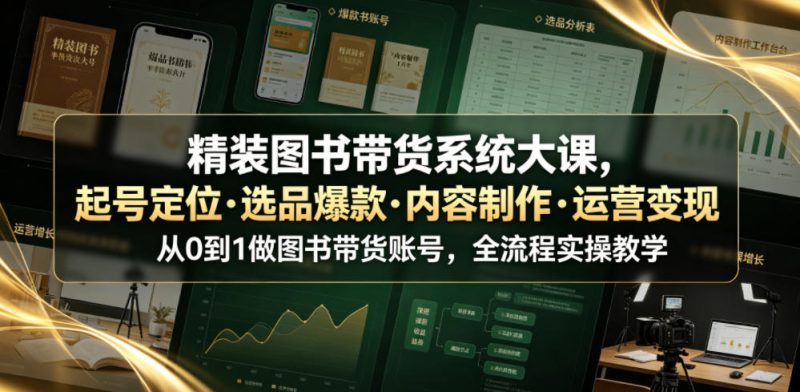 精装图书带货系统大课，起号定位・选品爆款・内容制作・运营变现，从0到1做图书带货账号，全流程实操教学(更新)-优优云网创