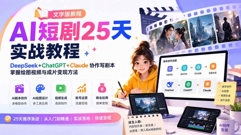 AI短剧25天实战教程(文字版教程-优优云网创