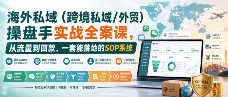 海外私域(跨境私域/外贸)操盘手实战全案课，从流量到回款，一套能落地的SOP系统-优优云网创