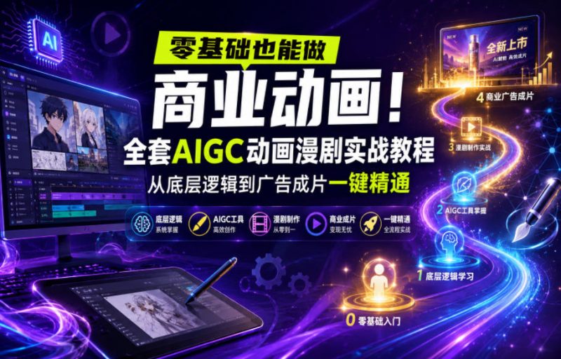 零基础也能做商业动画!全套AIGC动画漫剧实战教程,从底层逻辑到广告成片一键精通(更新0905)-优优云网创