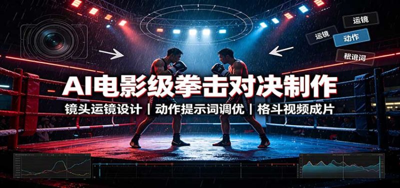 AI电影级拳击对决制作：镜头运镜设计，动作提示词调优，格斗视频成片-优优云网创