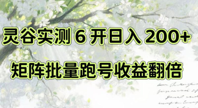 一台电脑就能做！灵谷实测6开日入200+，矩阵批量跑号收益翻倍【揭秘】-优优云网创