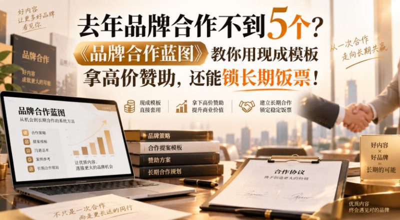 去年品牌合作不到5个？《品牌合作蓝图》教你用现成模板拿高价赞助，还能锁长期饭票！【原创双语字幕】-优优云网创