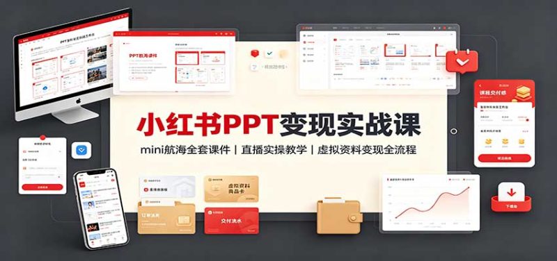 小红书PPT变现实战课:mini航海全套课件+直播实操教学,虚拟资料变现全流程-优优云网创