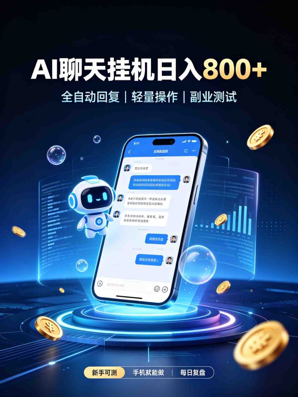 AI聊天挂机,日入800+,适用个人副业,工作室矩阵操作-优优云网创
