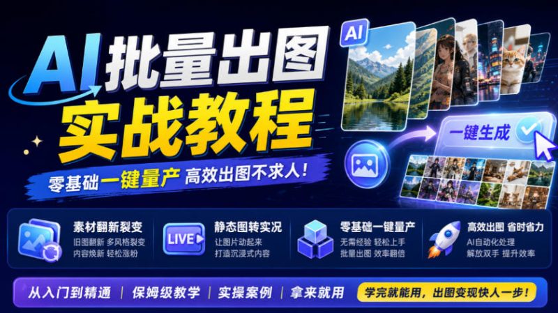 AI批量出图实战教程,素材翻新裂变,静态图转实况,零基础一键量产-优优云网创