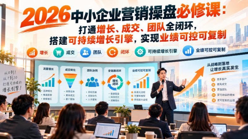 2026中小企业营销操盘必修课：打通增长、成交、团队全闭环，搭建可持续增长引擎，实现业绩可控可复制-优优云网创