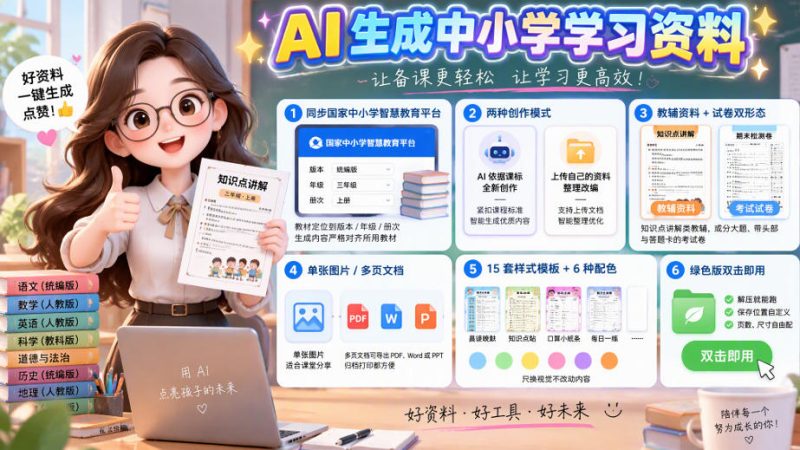 孩子的教辅别再乱买了:同步国家中小学智慧平台,AI一键生成图文教辅和试卷-优优云网创