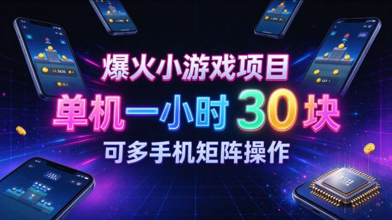 爆火小游戏撸金项目，实测单机一小时30+，可多手机矩阵操作，新手看完一遍就能上手【揭秘】-优优云网创