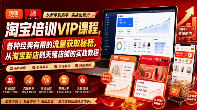 淘宝培训VIP课程，各种经典有用的流量获取秘籍，从淘宝新店到天猫店铺的实战教程(更新10月04日)-优优云网创