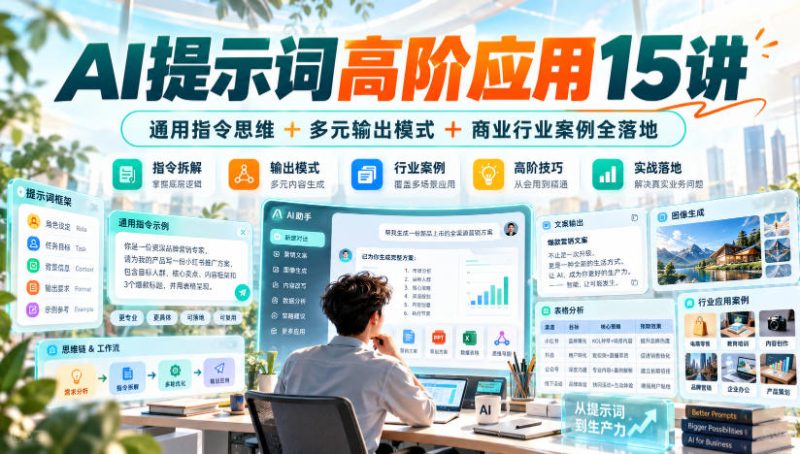 AI提示词高阶应用15讲｜通用指令思维+多元输出模式+商业行业案例全落地-优优云网创