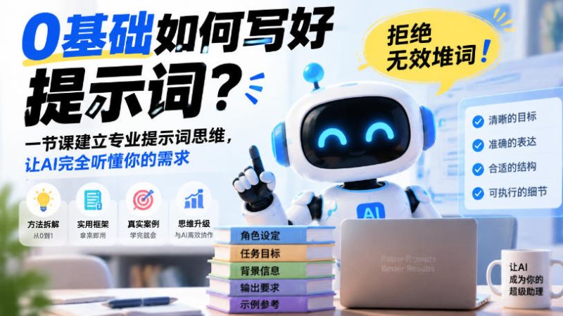 0基础如何写好提示词，拒绝无效堆词！一节课建立专业提示词思维，让AI完全听懂你的需求-优优云网创