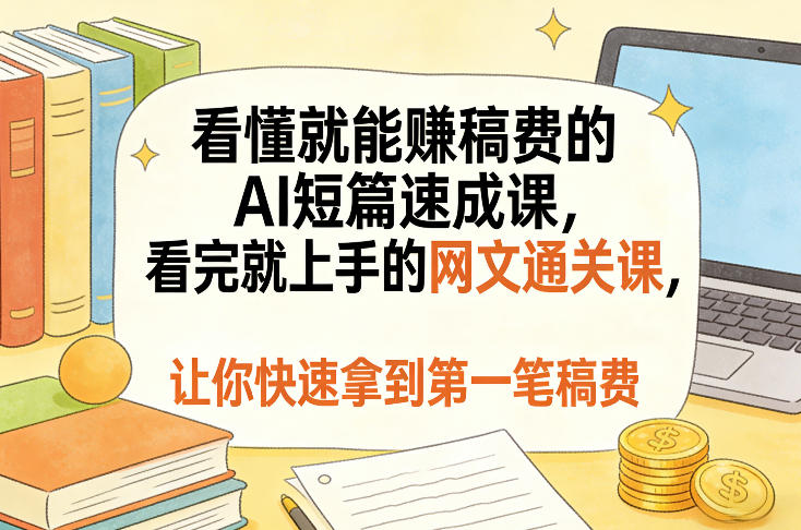 看懂就能賺稿费的AI短篇速成课，看完就上手的网文通关课，让你快速拿到第一笔稿费(更新1008)-优优云网创