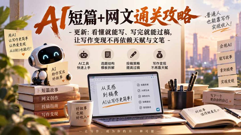 AI短篇+网文通关攻略-更新1009：看懂就能写、写完就能过稿，让写作变现不再依赖天赋与文笔-优优云网创